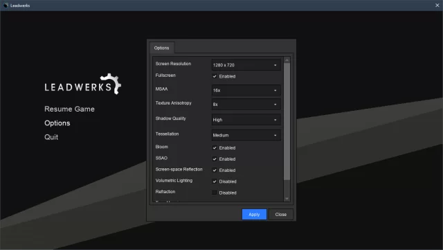 Game Menu WIP